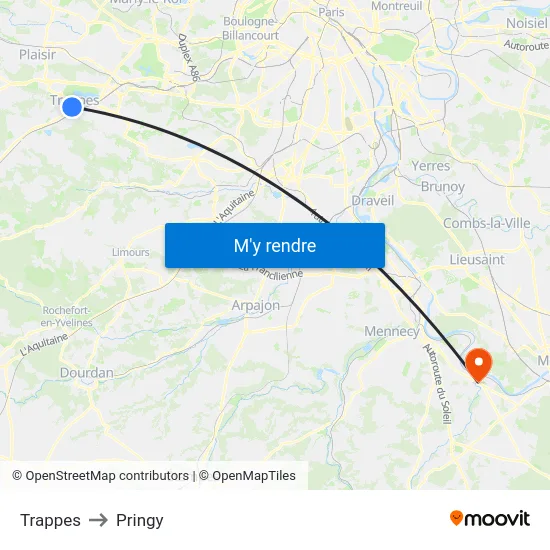 Trappes to Pringy map
