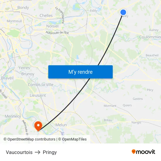 Vaucourtois to Pringy map