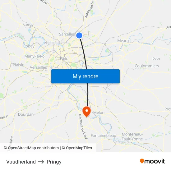 Vaudherland to Pringy map