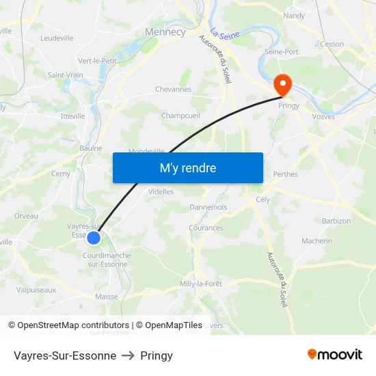 Vayres-Sur-Essonne to Pringy map