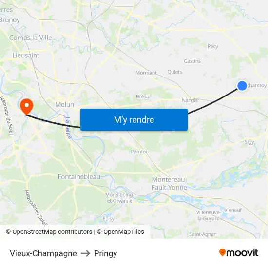 Vieux-Champagne to Pringy map