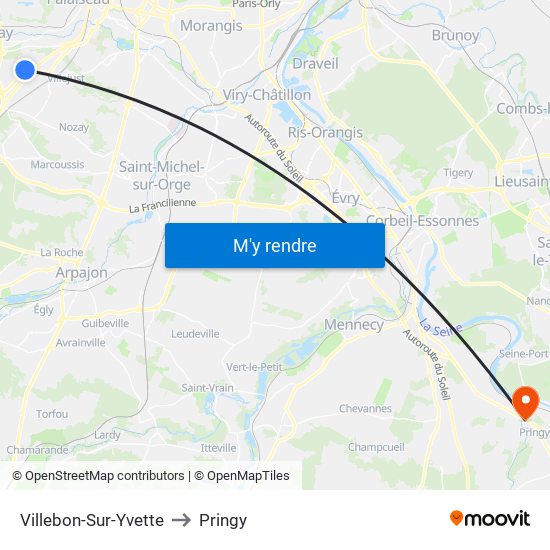 Villebon-Sur-Yvette to Pringy map