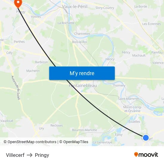 Villecerf to Pringy map