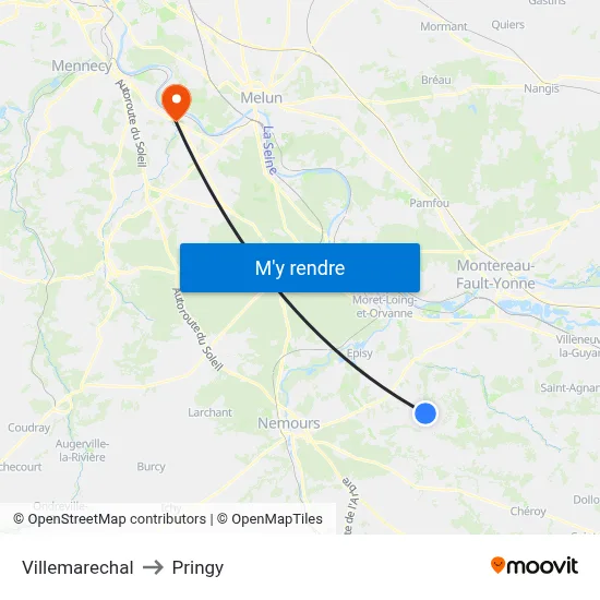 Villemarechal to Pringy map