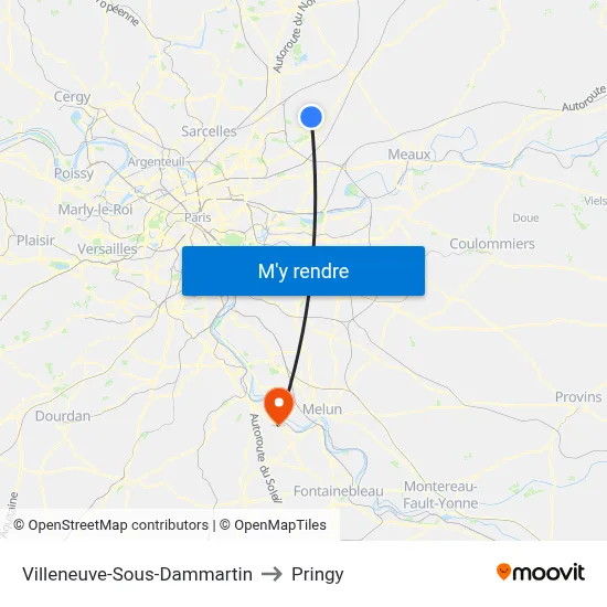 Villeneuve-Sous-Dammartin to Pringy map