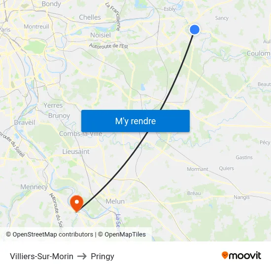 Villiers-Sur-Morin to Pringy map