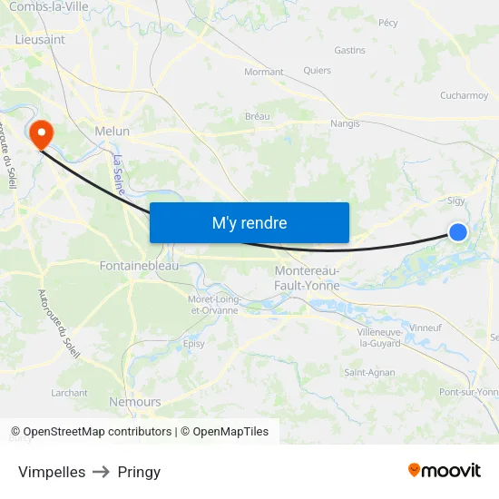 Vimpelles to Pringy map