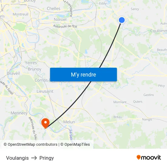 Voulangis to Pringy map
