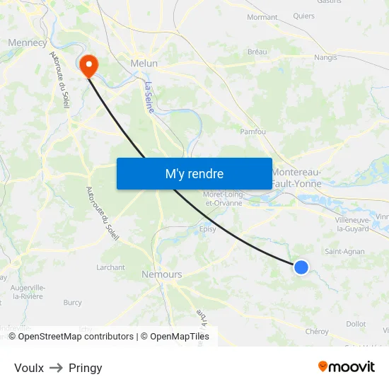 Voulx to Pringy map
