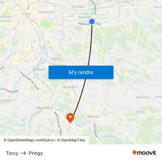 Torcy to Pringy map