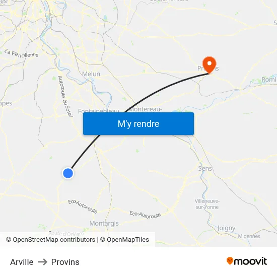 Arville to Provins map