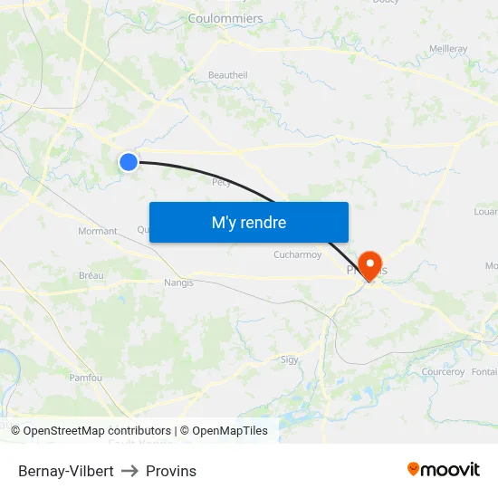 Bernay-Vilbert to Provins map