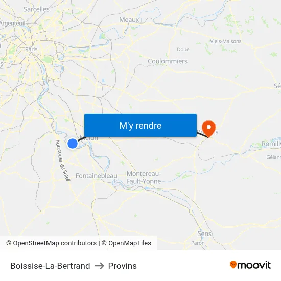 Boissise-La-Bertrand to Provins map