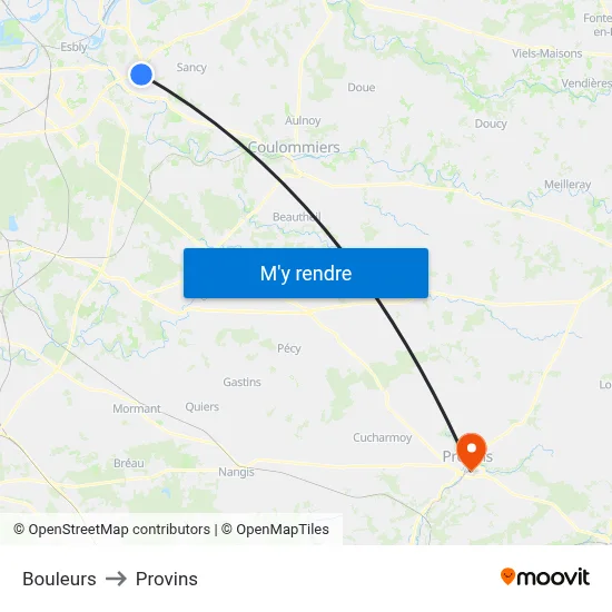Bouleurs to Provins map