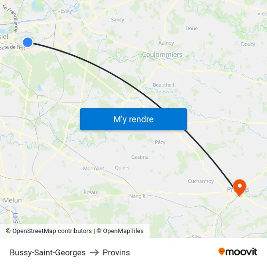 Bussy-Saint-Georges to Provins map