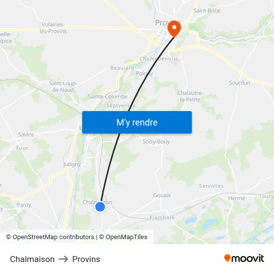 Chalmaison to Provins map