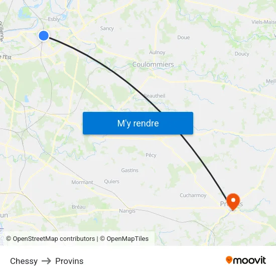 Chessy to Provins map