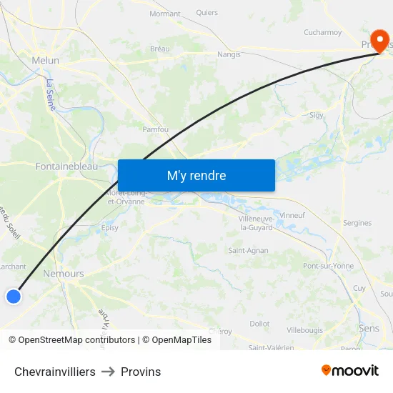 Chevrainvilliers to Provins map