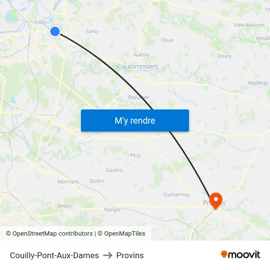 Couilly-Pont-Aux-Dames to Provins map