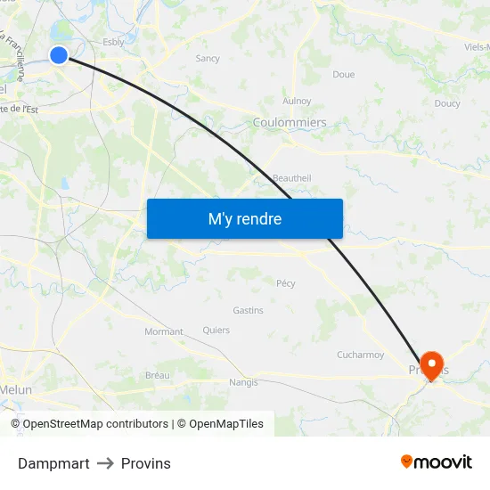 Dampmart to Provins map