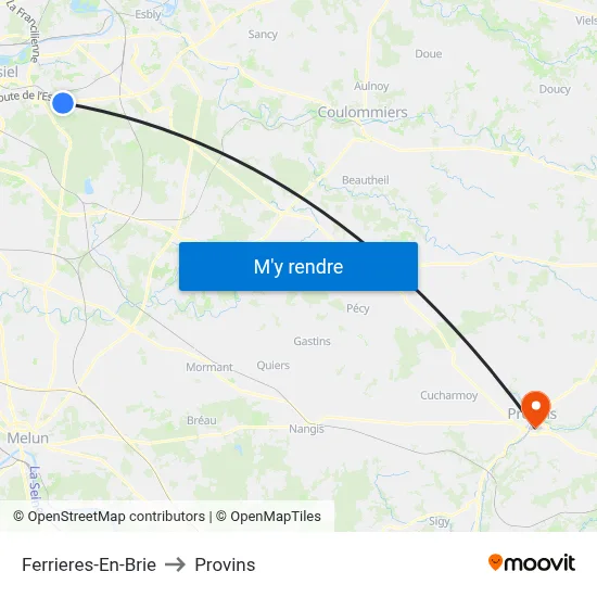 Ferrieres-En-Brie to Provins map