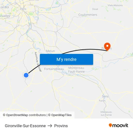 Gironville-Sur-Essonne to Provins map