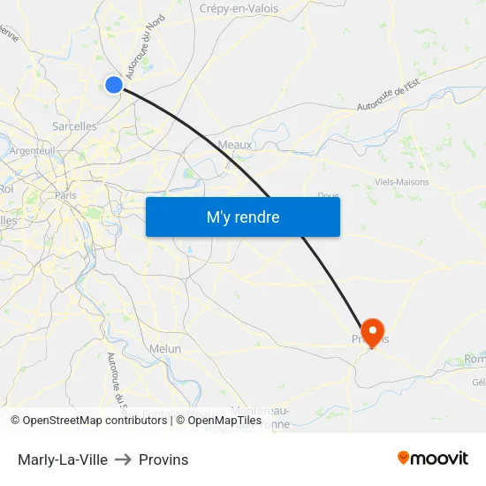 Marly-La-Ville to Provins map