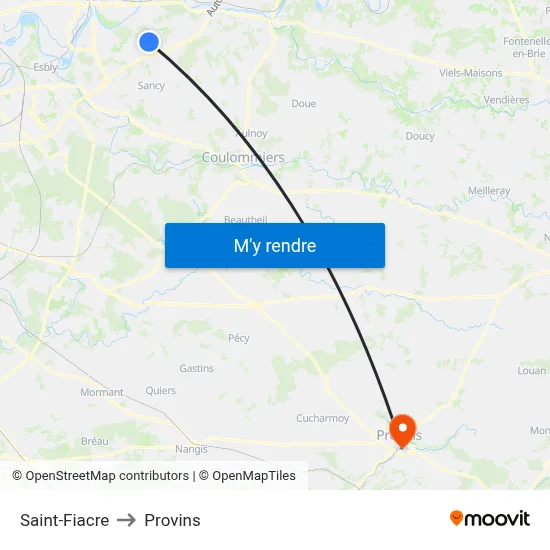 Saint-Fiacre to Provins map