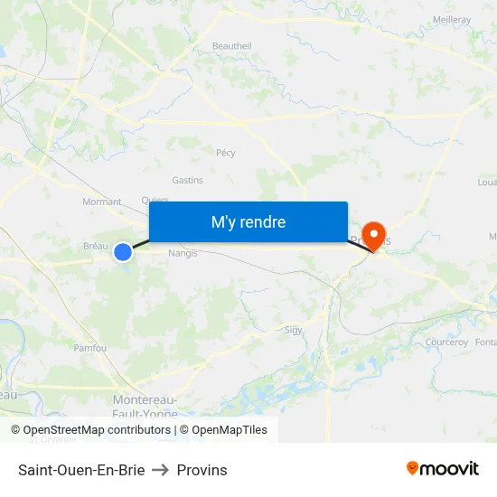 Saint-Ouen-En-Brie to Provins map