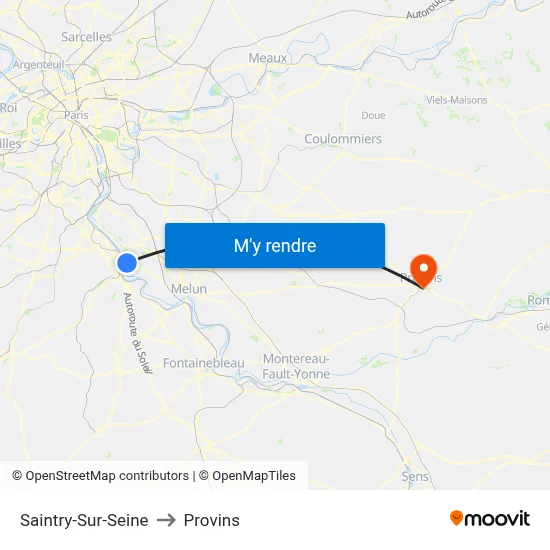 Saintry-Sur-Seine to Provins map