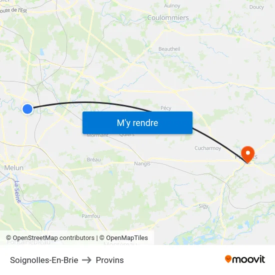 Soignolles-En-Brie to Provins map