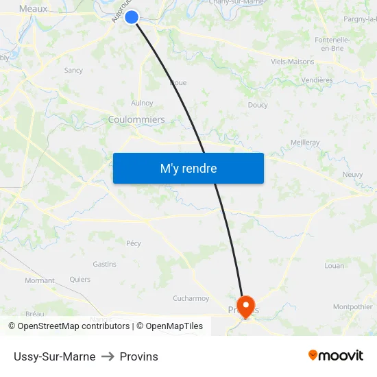 Ussy-Sur-Marne to Provins map