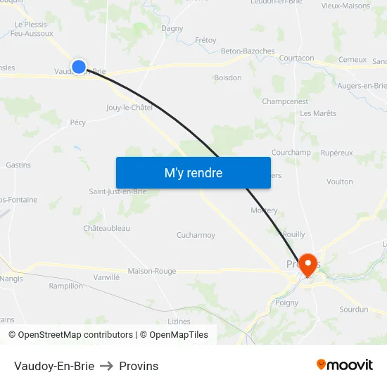 Vaudoy-En-Brie to Provins map