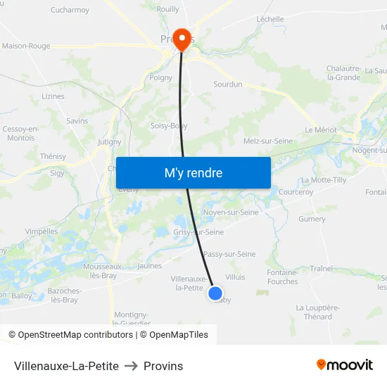 Villenauxe-La-Petite to Provins map