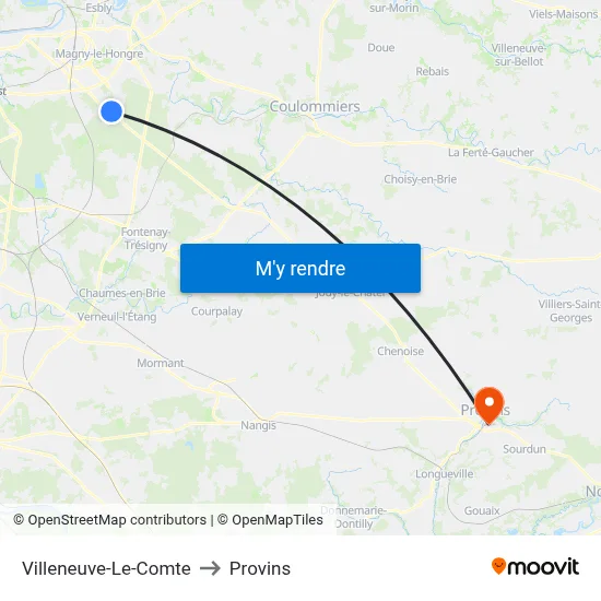 Villeneuve-Le-Comte to Provins map