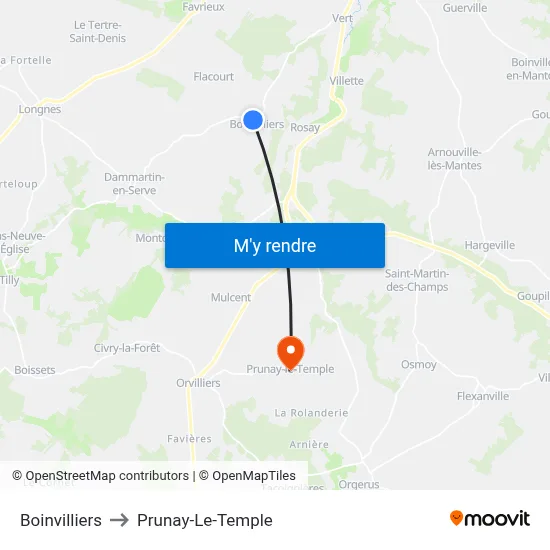 Boinvilliers to Prunay-Le-Temple map