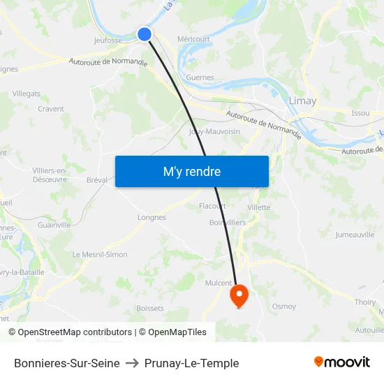 Bonnieres-Sur-Seine to Prunay-Le-Temple map