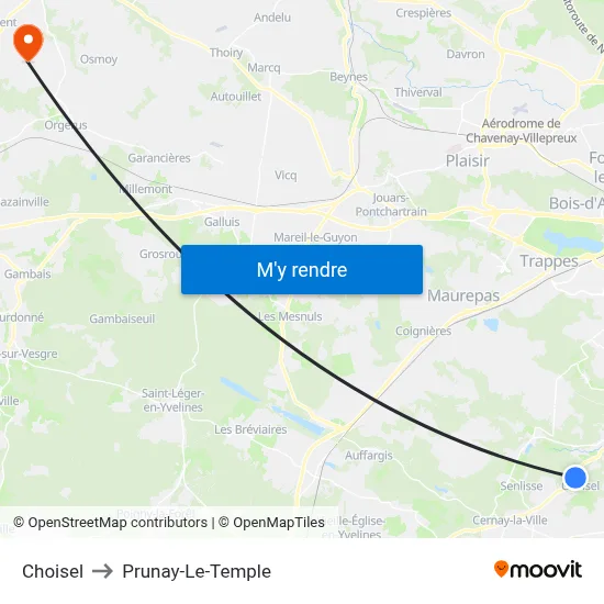 Choisel to Prunay-Le-Temple map