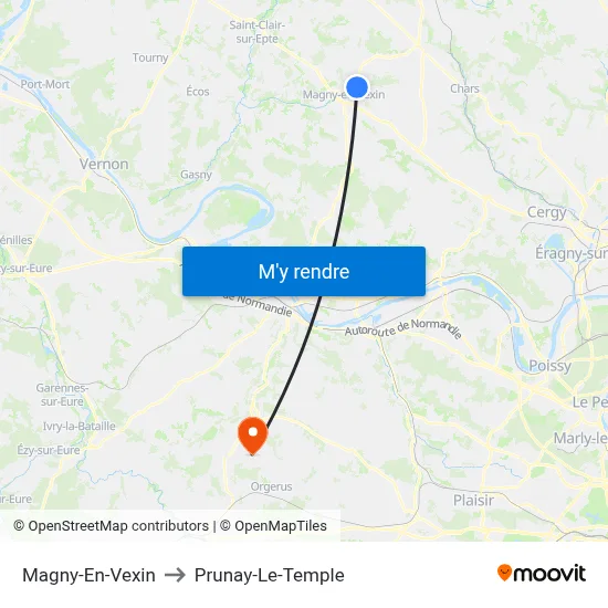 Magny-En-Vexin to Prunay-Le-Temple map