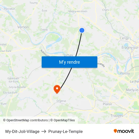 Wy-Dit-Joli-Village to Prunay-Le-Temple map