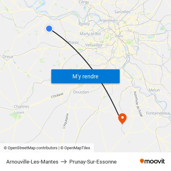 Arnouville-Les-Mantes to Prunay-Sur-Essonne map