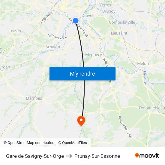 Gare de Savigny-Sur-Orge to Prunay-Sur-Essonne map