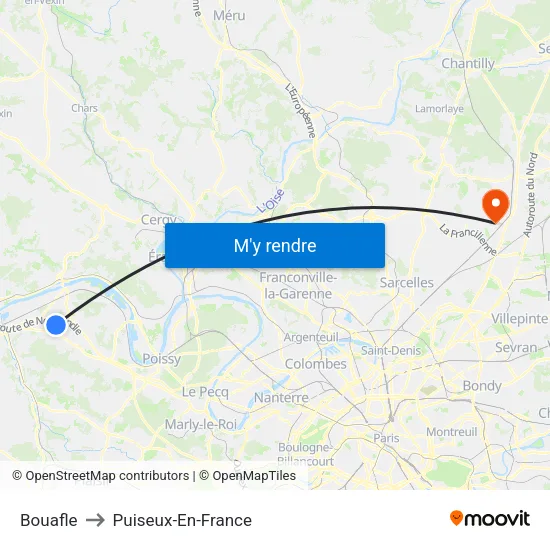 Bouafle to Puiseux-En-France map