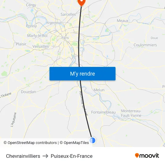 Chevrainvilliers to Puiseux-En-France map