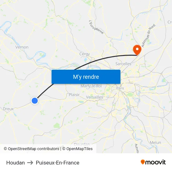 Houdan to Puiseux-En-France map