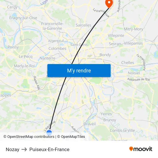Nozay to Puiseux-En-France map