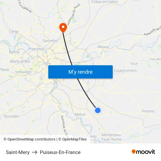 Saint-Mery to Puiseux-En-France map