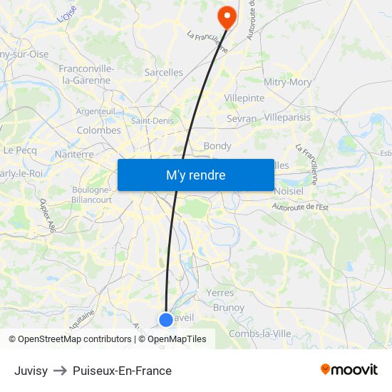 Juvisy to Puiseux-En-France map