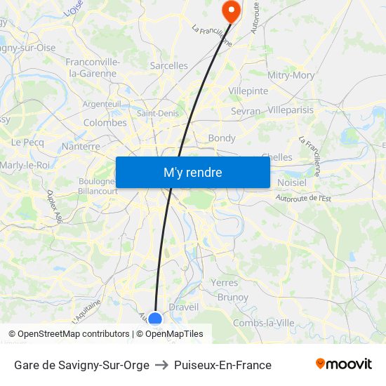 Gare de Savigny-Sur-Orge to Puiseux-En-France map