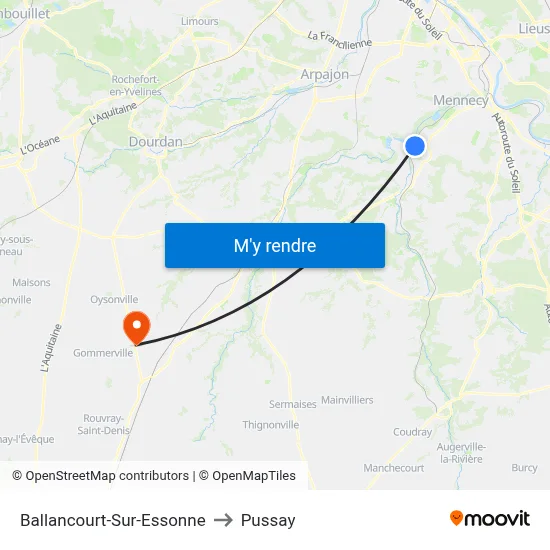 Ballancourt-Sur-Essonne to Pussay map